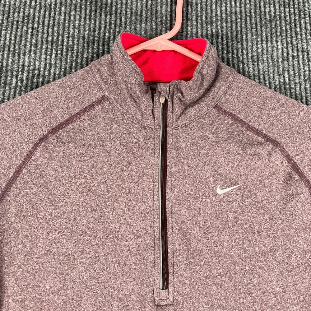 Nike Womens Shirt 1/4 Zip Pullover Medium Purple Long Sleeve Dri-Fit Activewear